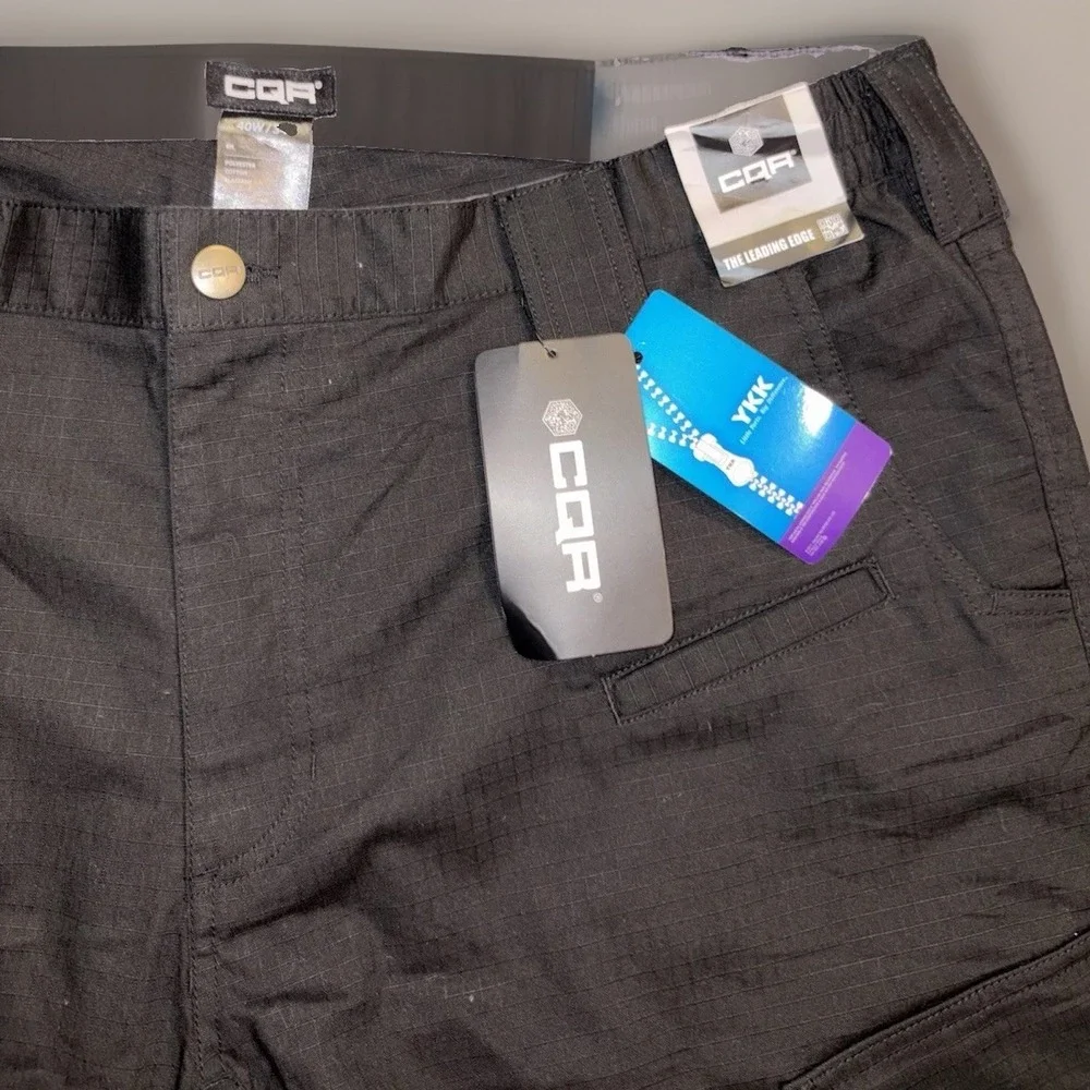 CQR Black Ripstop Stretch Cargo Pants Straight Leg Regular Fit 40